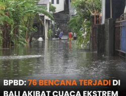 BPBD Bali Catat 76 Kejadian Bencana Akibat Cuaca Ekstrem, Banjir Dominasi Dampak di Kota Denpasar